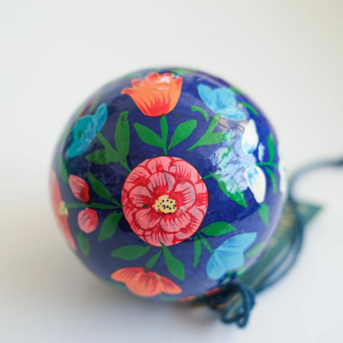 Deep Blue Florals Bauble