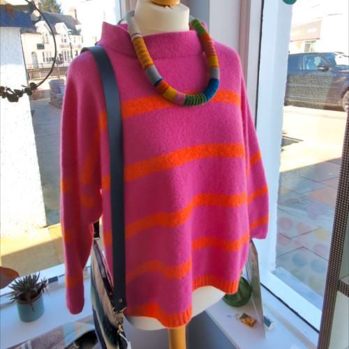 Merino Striped Boxy Sweater - Honesty / Inferno