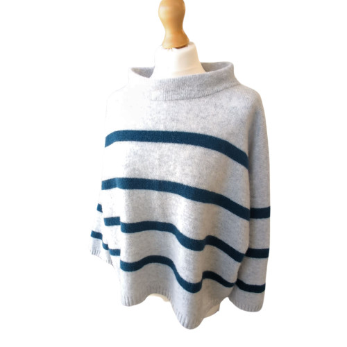Merino Striped Boxy Sweater - Light Grey / Diesel