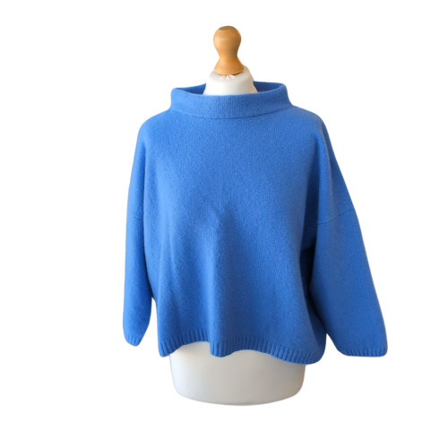 Merino Lambswool Boxy Sweater - Oceano