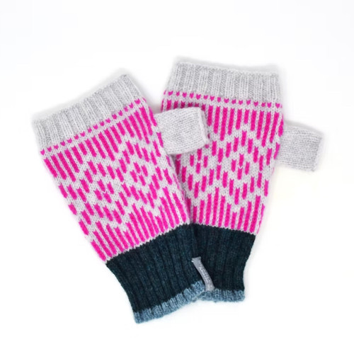 Dundee Graphics Fingerless Mitts by Scarlet Knitwear