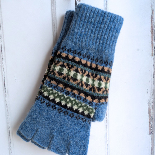 Ladies Fairisle Lambswool Fingerless Gloves - Made in Scotland