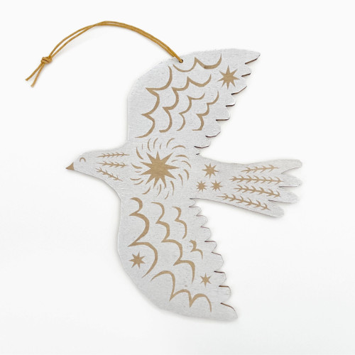 Screenprinted Winter Bird Decoration