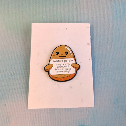 “Positive Potato” Pin Lapel or Bag Pin – A Witty Statement Accessory