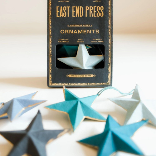 Five Star Printed Board Ornaments – Blue & Gold
