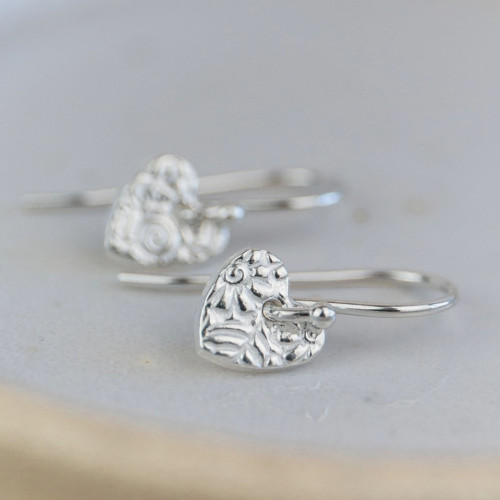 Sterling Silver Mini Textured Drop Earrings