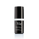 A sleek black bottle of eye serum labeled "Vie" with white accents, featuring caffeine and vitamins.