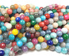 8mm Multi Color Jade Faceted Round Beads