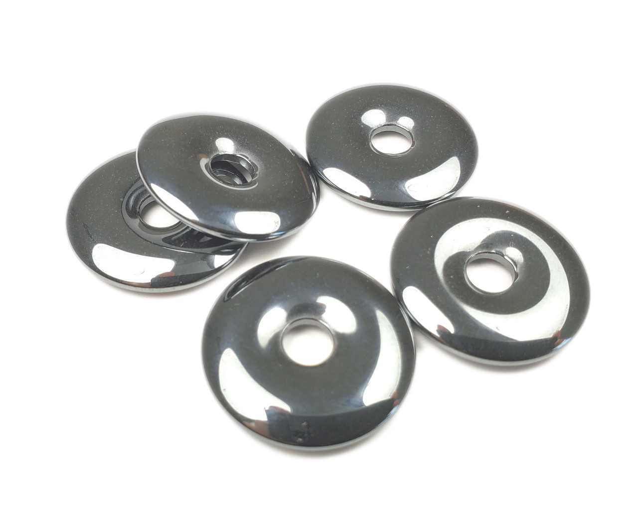 Edelstein Donut 25mm Hämatit – Schmuckbasteln, Deko & DIY | Bohrung 0,8-1,0 Mm
