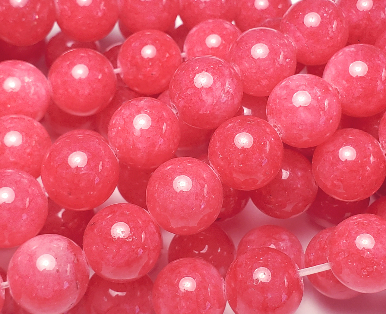 12mm Faceted Red Jade Round Loose Beads - 15" Strand, Center-Drilled, For Jewelry Making