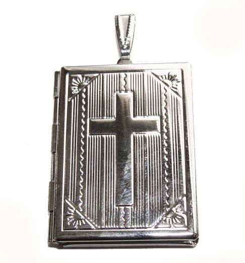 Silver-tone rectangle locket (27x35mm)