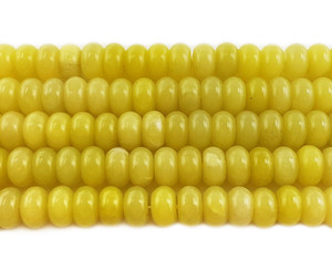 6x10mm Olive Jade Smooth Rondelle Beads