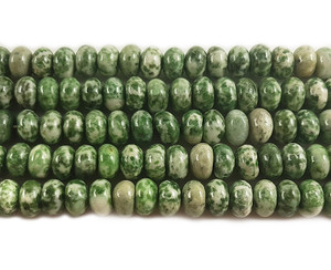 6x10mm Green Spot Jasper Smooth Rondelle Beads