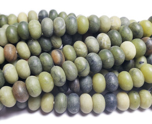 5x8mm Taiwan Green Jade Matte Rondelle Beads