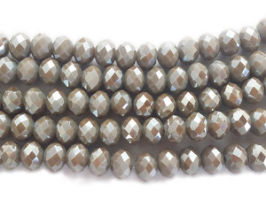 4x6mm 17.5" Silvery Brown Glass Faceted Rondelle Beads 4x6mm 17.5" Silvery Brown Glass Faceted Rondelle Beads
