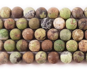 8mm African Green Opal Matte Round Beads