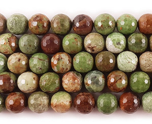 6mm African Green Opal Faceted Round Beads 6mm African Green Opal Faceted Round Beads