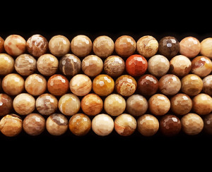 6mm Petrified Wood Agate Faceted Round Beads 6mm Petrified Wood Agate Faceted Round Beads