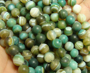10mm 15.5 Inch Dark Green Striped Matte Agate Round Beads 10mm 15.5 Inch Dark Green Striped Matte Agate Round Beads