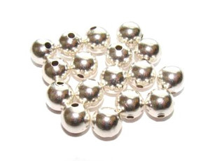 10mm 50 Beads Silver-Plated Brass Round Beads