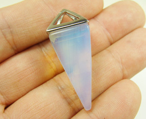 15x30mm Opalite Pyramid Pendant With Metal Frame 15x30mm Opalite Pyramid Pendant With Metal Frame
