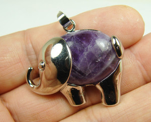 28x35mm Amethyst Large Elephant Pendant 28x35mm Amethyst Large Elephant Pendant