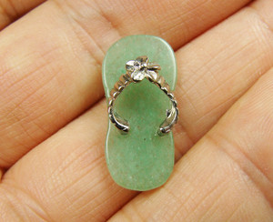 22x42mm Green Aventurine Large Slipper Pendant 22x42mm Green Aventurine Large Slipper Pendant