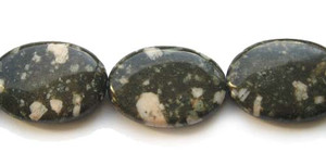 25x35mm 11 Beads Kiwi Stone Puffed Oval Beads 25x35mm 11 Beads Kiwi Stone Puffed Oval Beads