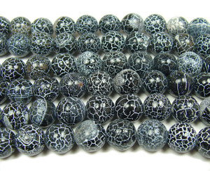 6mm 14 Inches Black Matrix Agate Smooth Round