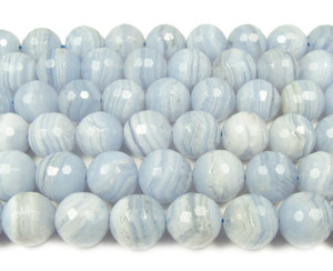 12mm Blue Lace Agate Faceted Round Beads 12mm Blue Lace Agate Faceted Round Beads