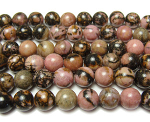 6mm Rhodonite With Matrix Smooth Round Beads 6mm Rhodonite With Matrix Smooth Round Beads