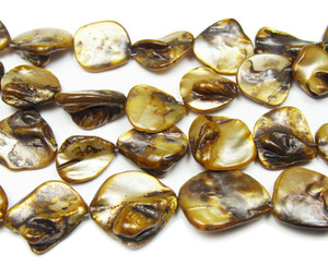 18x18mm Mother Of Pearl Brown Flat Nuggets