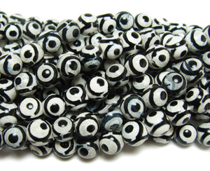 6mm Tibetan Style Black And White Agate Third Eye Beads