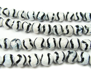 10mm Tibetan Style Black Wavy Faceted Beads