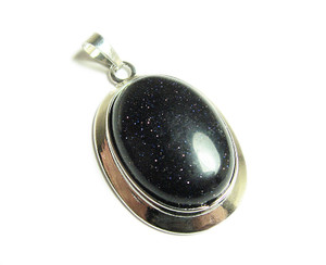 25x30mm Blue Goldstone Oval Pendant With Bail 25x30mm Blue Goldstone Oval Pendant With Bail