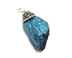 35-50mm Blue Rough Quartz Pendant With Rhinestones 35-50mm Blue Rough Quartz Pendant With Rhinestones