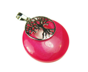 28mm Hot Pink Agogo Round Pendant With A Bail 28mm Hot Pink Agogo Round Pendant With A Bail