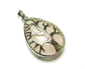 25x35mm Rose Quartz Tree Of Life Teardrop Pendant 25x35mm Rose Quartz Tree Of Life Teardrop Pendant