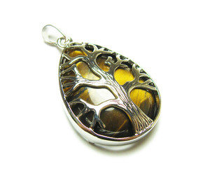 25x35mm Tiger Eye Tree Of Life Teardrop Pendant 25x35mm Tiger Eye Tree Of Life Teardrop Pendant
