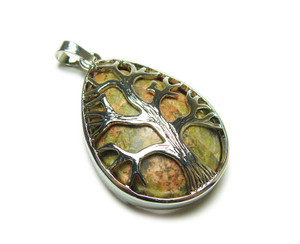 25x35mm Unakite Tree Of Life Teardrop Pendant 25x35mm Unakite Tree Of Life Teardrop Pendant