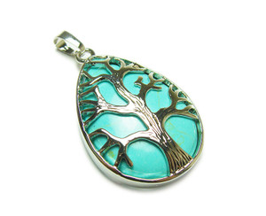 25x35mm Turquoise Howlite Tree Of Life Teardrop Pendant 25x35mm Turquoise Howlite Tree Of Life Teardrop Pendant