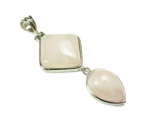 25mm x 55mm Rose Quartz Two Piece Dangling Pendant 25mm x 55mm Rose Quartz Two Piece Dangling Pendant