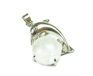 22x30mm Dolphin On Round Clear Crystal Pendant 22x30mm Dolphin On Round Clear Crystal Pendant