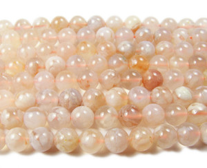 8mm Cherry Blossom Agate Smooth Round Beads