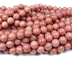 6mm Grade A Rhodonite Smooth Round Beads 6mm Grade A Rhodonite Smooth Round Beads