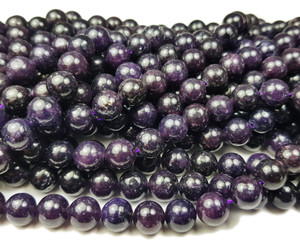 6mm Lepidolite Dark Purple Smooth Round Beads
