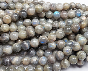 8mm Labradorite Light Round Beads With Blue Iridescence 8mm Labradorite Light Round Beads With Blue Iridescence