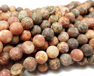 10mm Red Leopard Skin Jasper Matte Round Beads