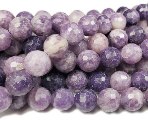 8mm Finely Cut Lepidolite Purple Round Beads 8mm Finely Cut Lepidolite Purple Round Beads