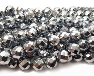 6mm Hematite Silver Faceted Round Beads 6mm Hematite Silver Faceted Round Beads